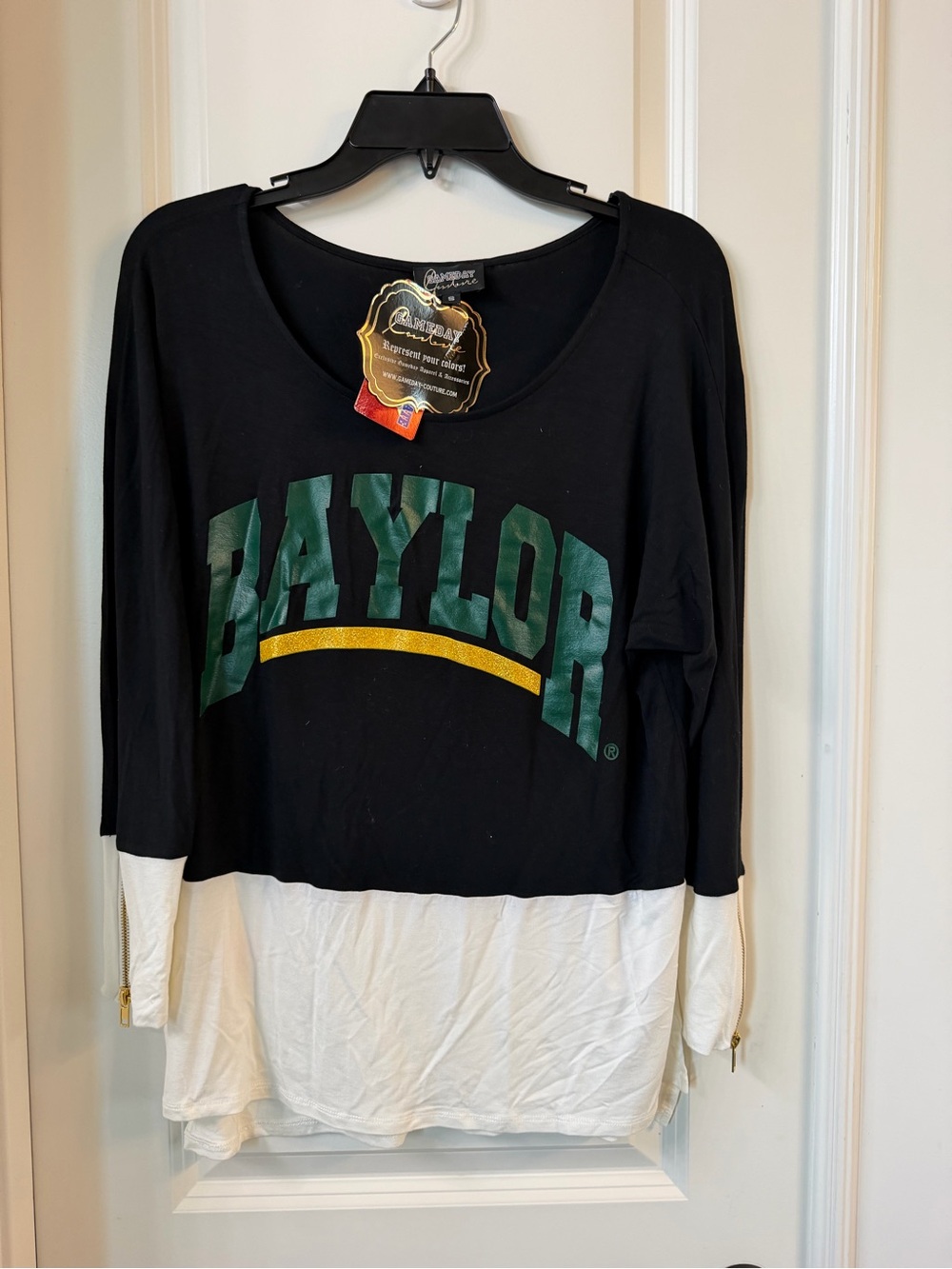 NWT Gameday Couture Baylor Bears Colorblock Zipper Top Size S
